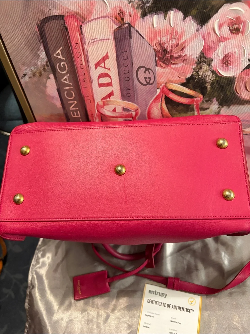 Yves Saint Laurent Pink Calfskin Leather Cabas ChYc Crossbody Bag - Picture 6 of 10